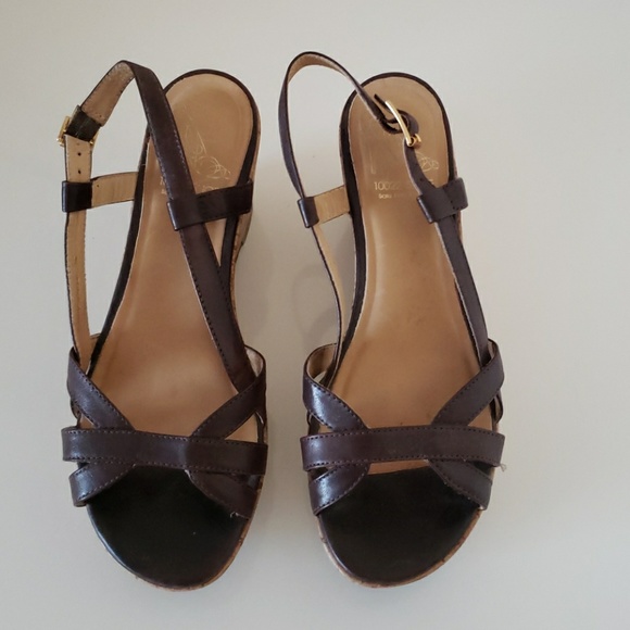 Brown leather and cork wedges, saks fifth ave. - Picture 3 of 4